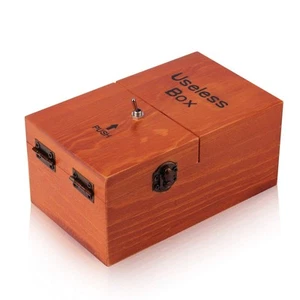Useless Box Leave Me Alone Machine Fully Assembled in Real Wood(Brown) - Picture 1 of 7