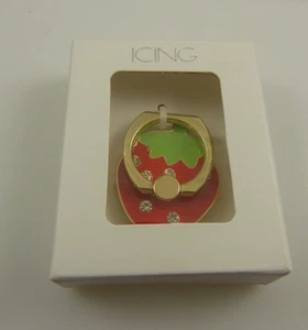 Anello cellulare fragola cristallo per supporto iphone per telefono stick on - Foto 1 di 4