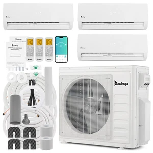 27000 BTU Tri Zone AC Ductless Mini Split Air Conditioner and Heat Pump Wifi,APP - Picture 1 of 22