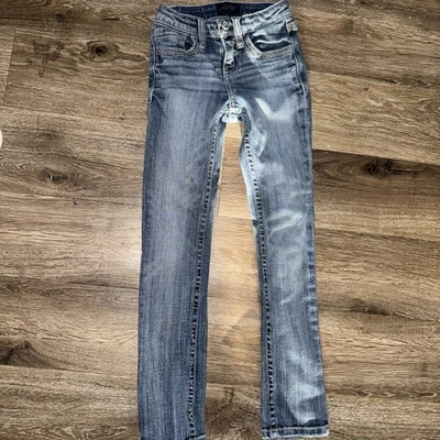 ~*~ Jeans de viaje de un día para niñas - Talla 7 rectos - ¡Botones de estrás!  Lindo!~*~ Foto 1 de 4