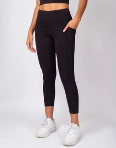 NWT! HAPPY EARTH PlantTec Organic Cotton 22" Crop Legging Women S Vegan Eclipse - Picture 1 of 10