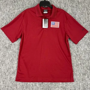 Nike Golf Polo Shirt Men L Wicking Quick Dry USA Flag Patriotic Business Casual - Picture 1 of 10
