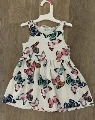 H & M 女孩 18-24 个月奶油色背心裙带漂亮蝴蝶  — 第 1/4 张图片