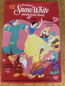 Vintage Disney Snow White 7 Dwarf Valentine Cards Gibson Unopened 32 1990's NIP - Picture 1 of 2
