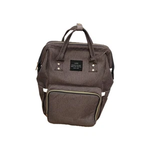 LAND Backpack Diaper Bag Unisex Gray Multi Compartments Zip Travel Canvas Tote - Picture 1 of 14