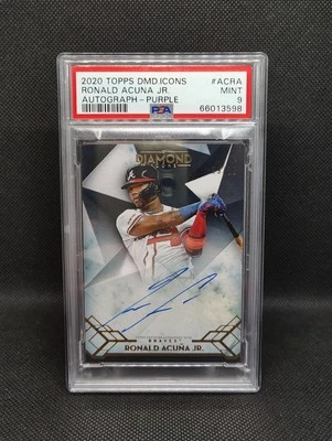 2020 Topps Diamond Icons Ronald Acuna Jr. Auto Purple/10 Braves PSA 9 - Image 1 of 3