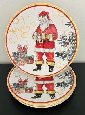 (4) "Platos de melamina Williams Sonoma Twas the Night Before Christmas Santa 8,25""" Foto 1 de 4