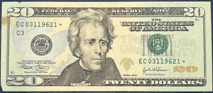 * Error Replacement Note 2004 $20 FRN Green Seal - STAR Legal Tender  CIRC 9621* - Picture 1 of 2