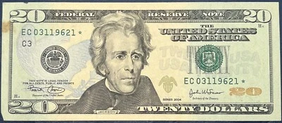 * Error Replacement Note 2004 $20 FRN Green Seal - STAR Legal Tender  CIRC 9621* - Image 1 of 2