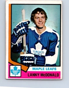 TARJETA DE HOCKEY DE COLECCIÓN OPC 1974 LANNY MCDONALD NOVATO TORONTO HOJA DE ARCE N.º18 - Imagen 1 de 2