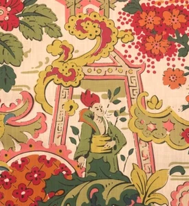 HARLEQUIN Shenlong Pomegranate Chinoiserie Floral Polyester Remnant New - Picture 1 of 1