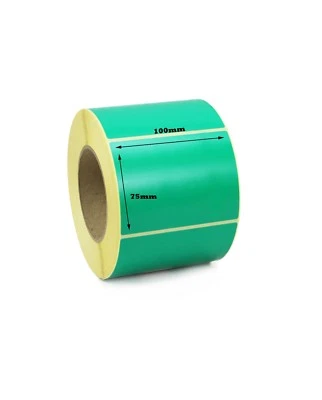 CDM LABELS 100 mm x 75 mm Grün Thermotransfer Etiketten - Permanent Klebend. 25 mm Kern.