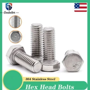 Pernos de cabeza hexagonal 1/2-12 304 acero inoxidable rosca completa DIN 933 longitud 1"- 2-1/2" - Imagen 1 de 14