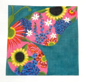 Alice Peterson Large Butterfly Floral Wing Handpainted Needlepoint Canvas - Picture 1 of 1