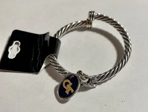 Georgia Tech Yellow Jackets Double Band Cuffed Charm Bracelet NCAA Licensed New - Picture 1 of 2