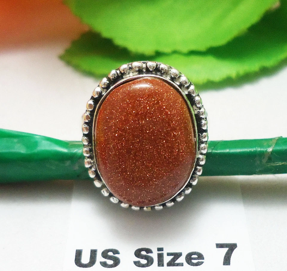 Anillos de piedras preciosas Aventurina mezcla de piedras lunares superpuestos de plata 925 talla EE. UU. 7" U140 U Foto 1 de 1