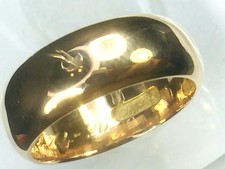 Signed 14K yellow gold 6.6mm half circle polish wedding band..sz 5.5..6.7gm JB