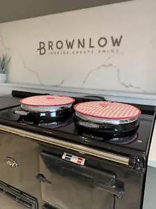 Cubiertas de tapa a cuadros rosa gingham almohadillas de chef para PAR Aga - Imagen 1 de 2