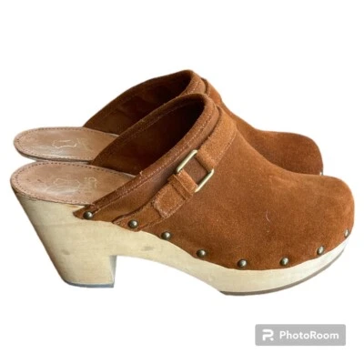 Zuecos de gamuza marrón Gap con almohadillas de tacón de cuero Tocca para mayor comodidad talla 9 Foto 1 de 4