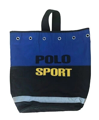 Rare Vtg 90s Polo Sport Ralph Lauren One Shoulder Bag Blue Duffel Gym Travel  a - Image 1 of 3