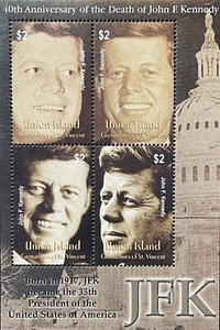 UNION ISLAND ST VINCENT 40TH ANNV OF DEATH OF JOHN F KENNEDY STAMPS 2003 MNH - Picture 1 of 1