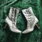 Clarks Pewter leather calf boots Steampunk hippy goth lagenlook