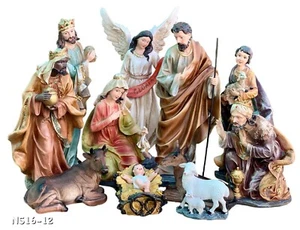 12" große Weihnachtskrippe komplettes Set 11 Stück El Nacimiento enthält Schaf - Bild 1 von 7