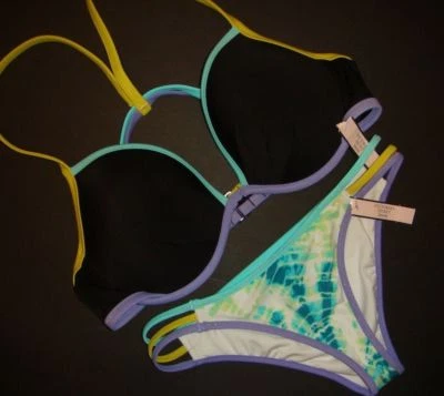 Victoria's Secret 34D,34DD BIKINI Tiras NEGRO VERDE Teal SEAFOAM Azul Púrpura Foto 1 de 4