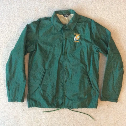 VTG 1980s EDMONTON ESKIMOS WINDBREAKER JACKET CFL FOOTBALL TYROL GREEN Sz L Cover