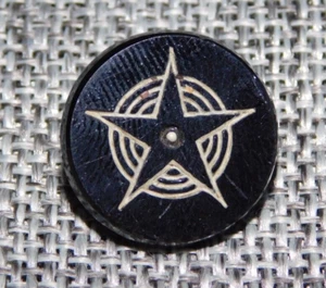 Antiker Vintage schwarzer Glasknopf Stern Aprx: 11/16" #1120-B - Bild 1 von 5