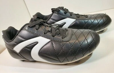Athletic Works Boys Size 2 Soccer Cleats Black White - Image 1 of 4