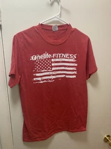 Red Tshirt Mens Size Small American Flag Onelife Fitness - Picture 1 of 3