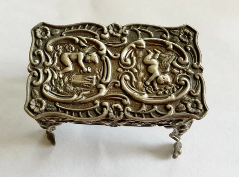 Antique Victorian Silver Miniature Table With Cherubs Cover