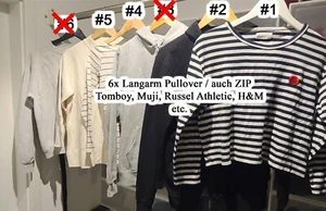 ✅ SALE - 4x Pullover - XS-M - Langarm ZIP H&M, Muji, Tomboy Jeans - Bild 1 von 9