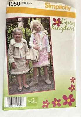 Simplicity Sewing Pattern 1950 Daisy Kingdom Jacket Vest Skirt Bag Sz 3-8 Girl - Image 1 of 4
