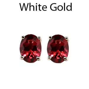 Garnet Oval Shape 2.69 Carat Stud Earring In 14k White Gold (52234) - Picture 1 of 4