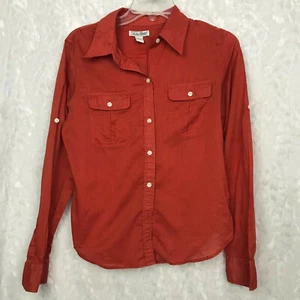 Lucky Brand womens orange lightweight button down rolled cufff Large. Runs small - Picture 1 of 4
