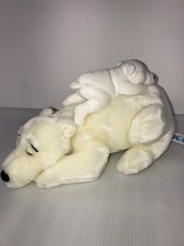 Polar Bear Mother W/Baby Cub Plush Kids of America White Stuffed Animal Toy 12”