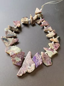 Charoite polished gemstone rough beads size 39-21 mm 8 inches strand - Picture 1 of 5