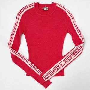 Fiorucci Wool Logo Sleeve Sweater Womens XS Red Crewneck - Picture 1 of 8