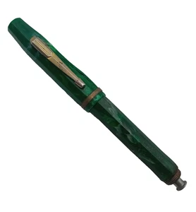 Vintage Green Marbled Celluloid Fountain Pen with Hi-Test 14K Gold Plate Nib - Picture 1 of 13