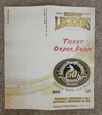 Las Vegas NFR Nat Finals 50th anniversary ticket order form brochure Dec 2009 - Image 1 of 3