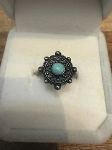Anillo turquesa nativa americana vintage de plata esterlina talla 6 - Imagen 1 de 3
