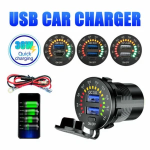 4.8A 12V Dual USB Car Fast Charger Socket Power Outlet LED Voltmeter Waterproof - Picture 1 of 8