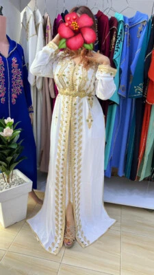 marokkanische Kleider, Neu, 160 cm, Farbe: Türkis, Weiß - Bild 1 von 2