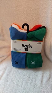 BASIX by ODD SOX 6 Pair Mens Crew Length Socks Fits Sz 8-12 NWT Multi Colors - Picture 1 of 6