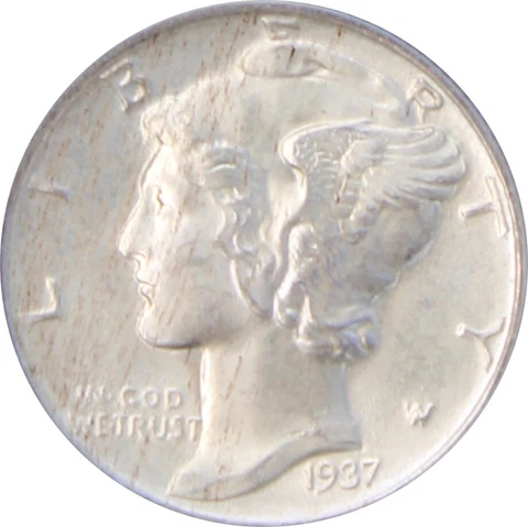 1937 MS65FB Mercury Dime, PCGS 7336582, 1st Gen Holder Cover