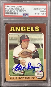 Ellie Rodriguez Signed 1975 Topps #285 Baseball Card CA Angels Autograph PSA/DNA - Picture 1 of 2