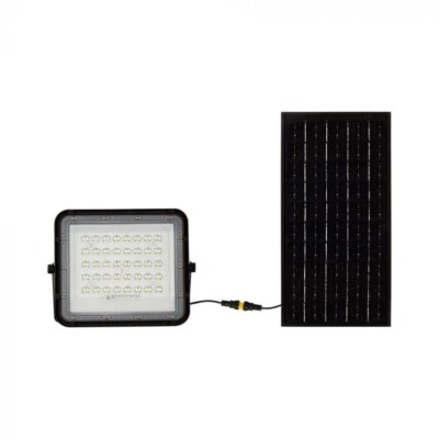 V-TAC VT-80W Faro led nero con pannello solare 10W e telecomando LED Proiettore  - Immagine 1 di 4