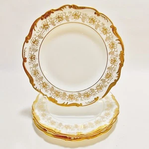 ~ WUNDERSCHÖNES 4ER SET COALPORT HAZELTON 7 3/4" SALATTELLER GOLD MIT WEINREBE - Bild 1 von 12